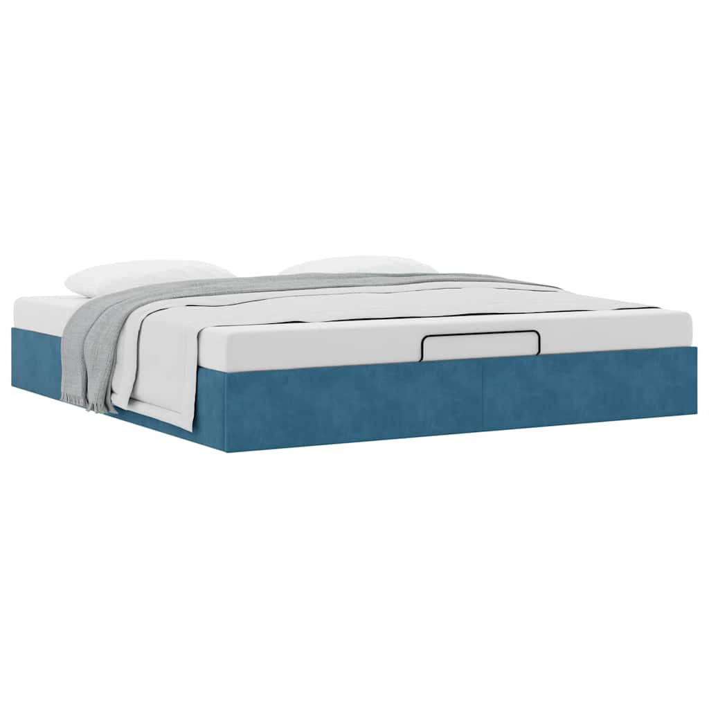 Ottoman bedframe zonder matras 160x200 cm fluweel donkerblauw