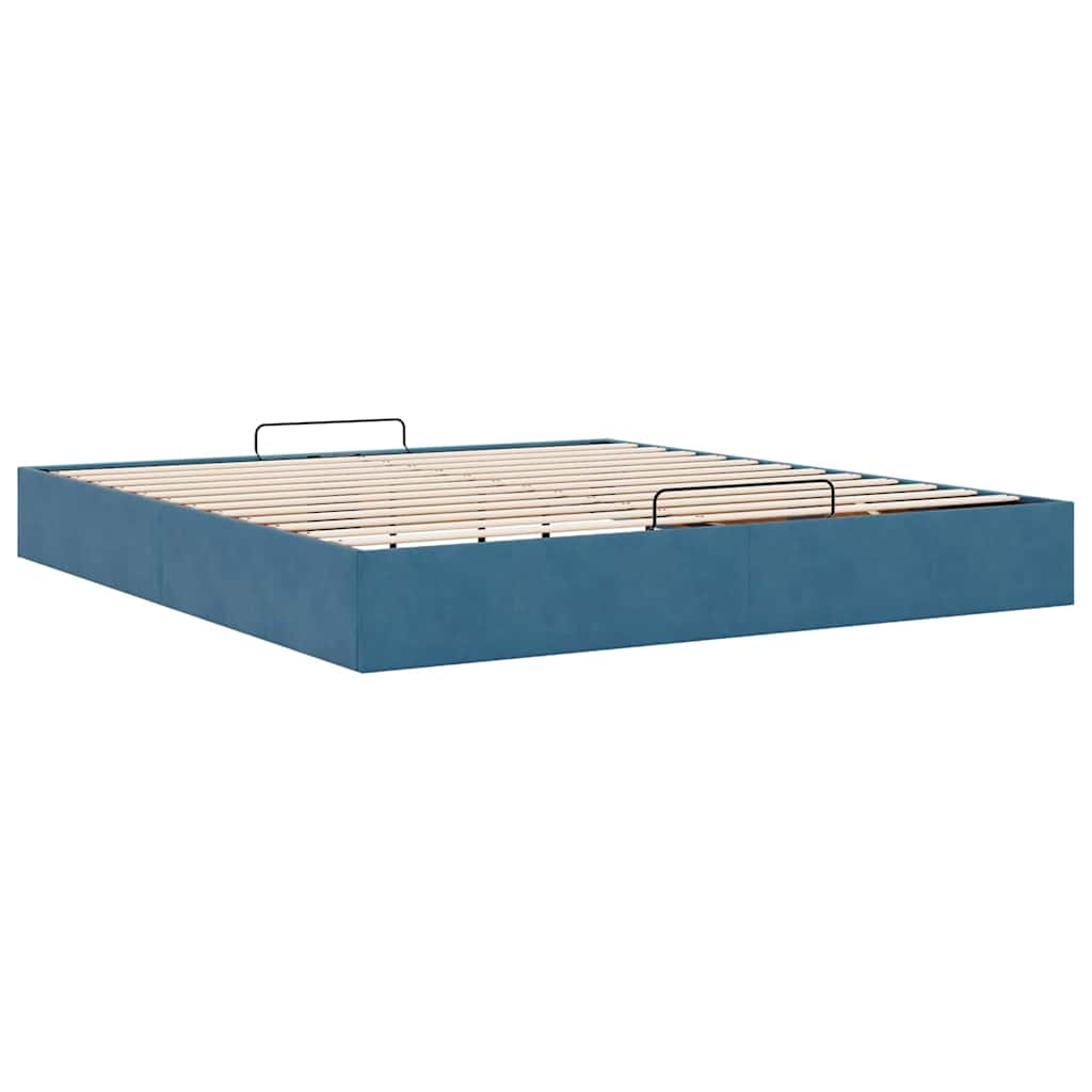 Ottoman bedframe zonder matras 160x200 cm fluweel donkerblauw