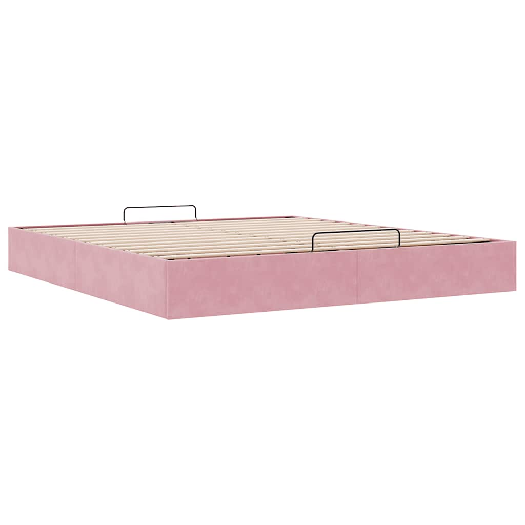 Ottoman bedframe zonder matras 160x200 cm fluweel roze