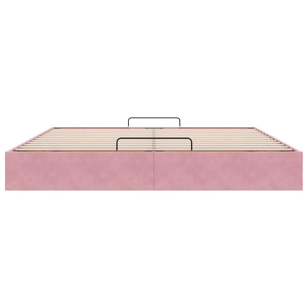 Ottoman bedframe zonder matras 160x200 cm fluweel roze