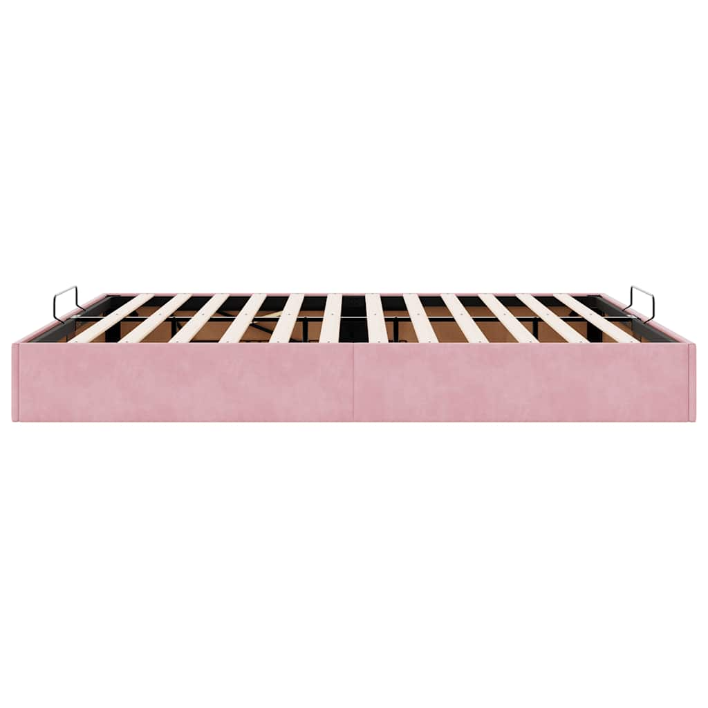 Ottoman bedframe zonder matras 160x200 cm fluweel roze