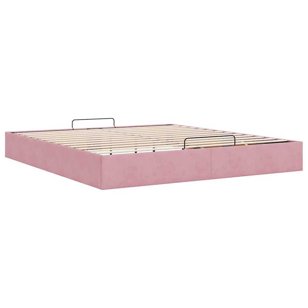 Ottoman bedframe zonder matras 160x200 cm fluweel roze