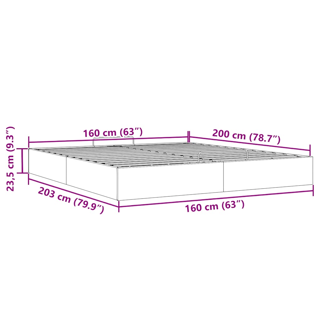 Ottoman bedframe zonder matras 160x200 cm fluweel roze