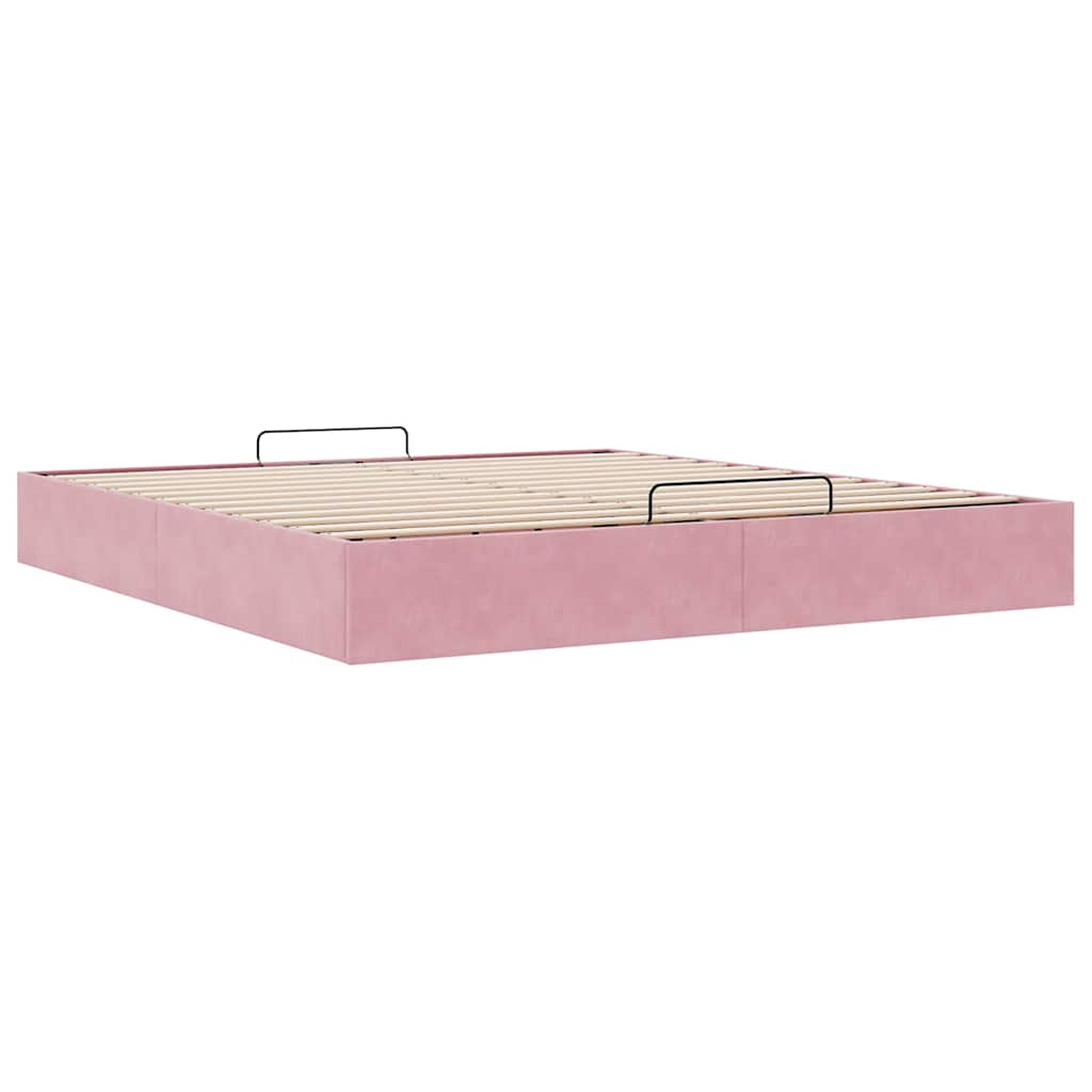 Ottoman bedframe zonder matras 180x200 cm fluweel roze