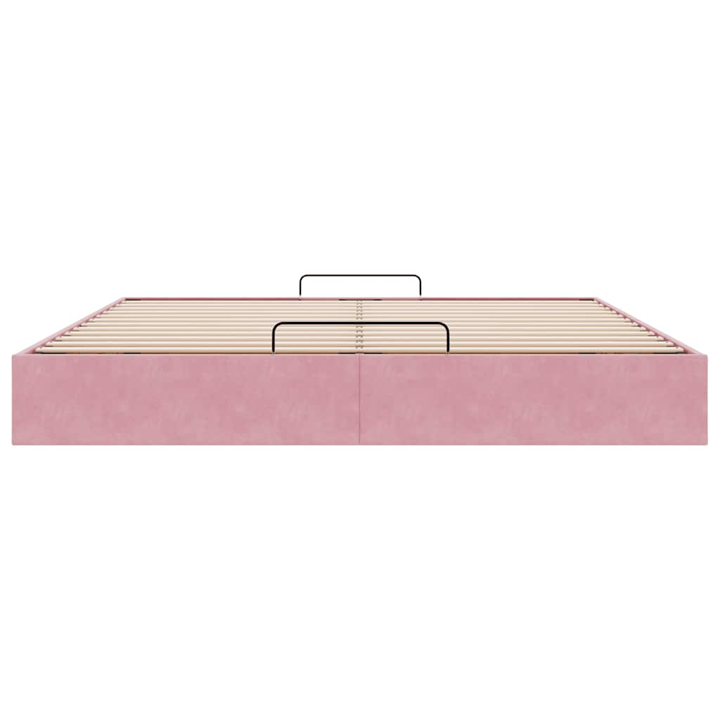 Ottoman bedframe zonder matras 180x200 cm fluweel roze