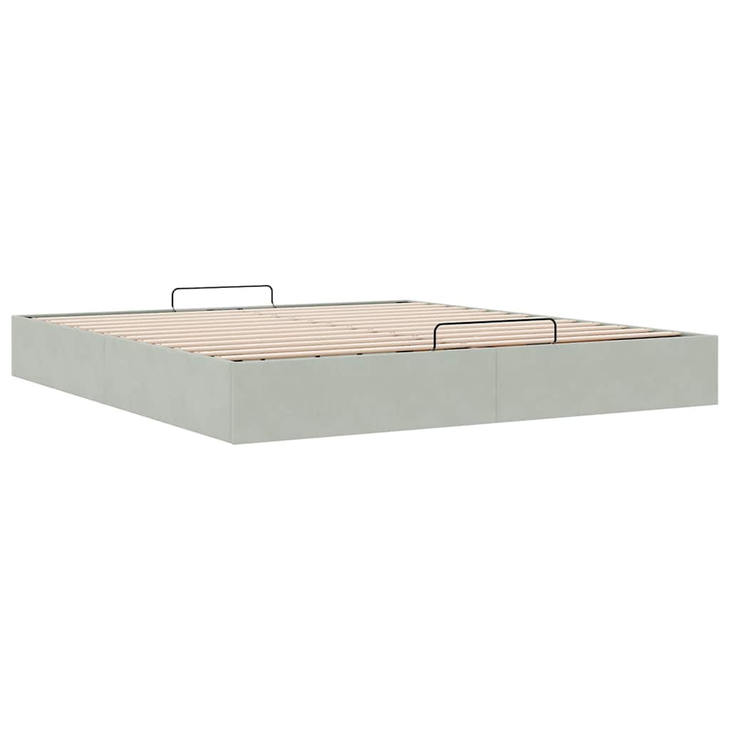 Ottoman bedframe zonder matras 200x200 cm fluweel lichtgrijs