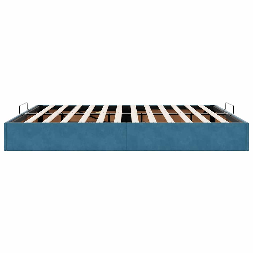 Ottoman bedframe zonder matras 200x200 cm fluweel donkerblauw