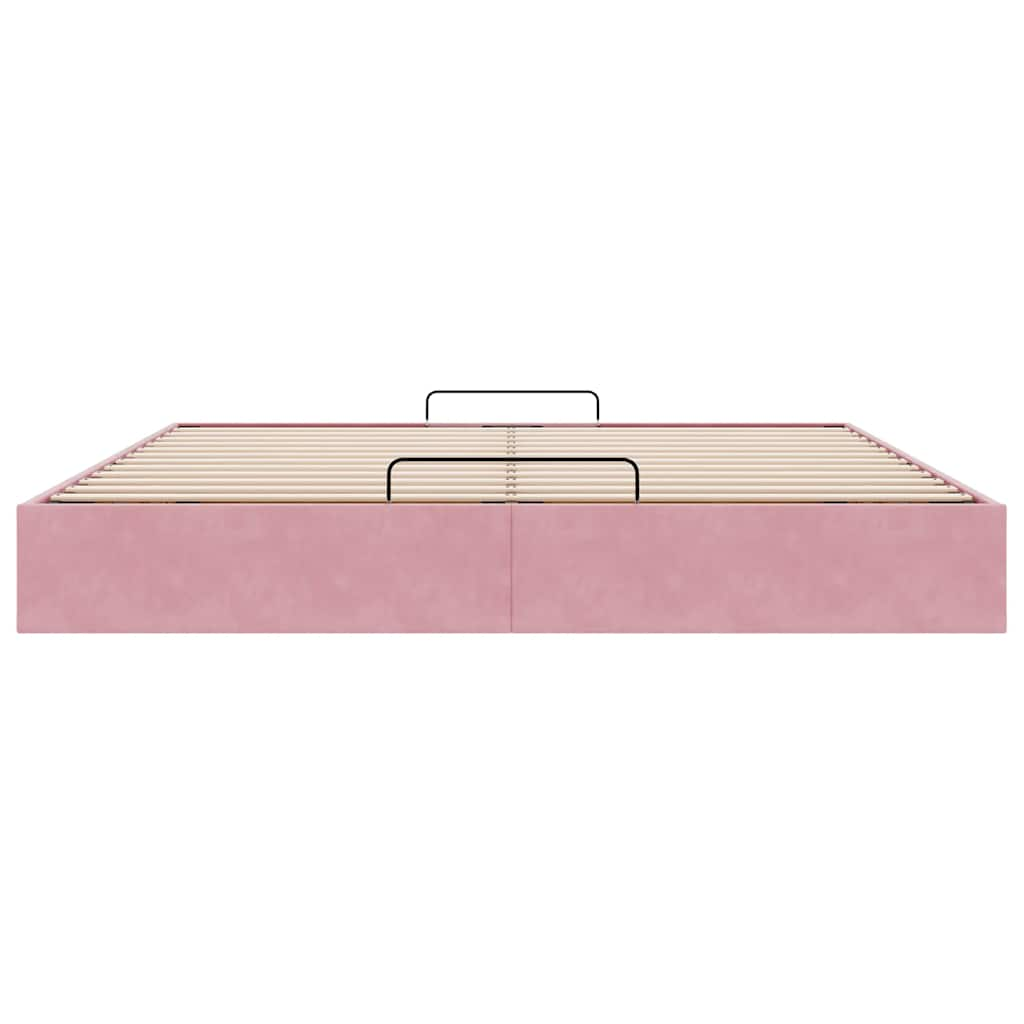 Ottoman bedframe zonder matras 200x200 cm fluweel roze