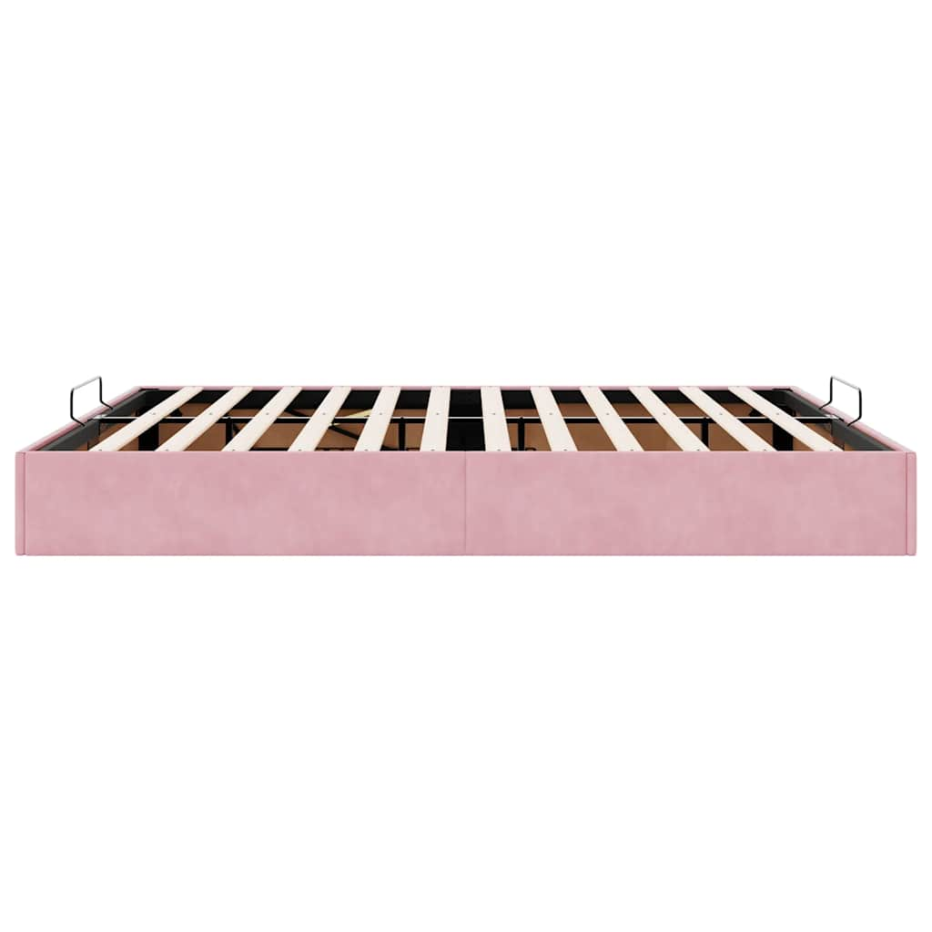 Ottoman bedframe zonder matras 200x200 cm fluweel roze