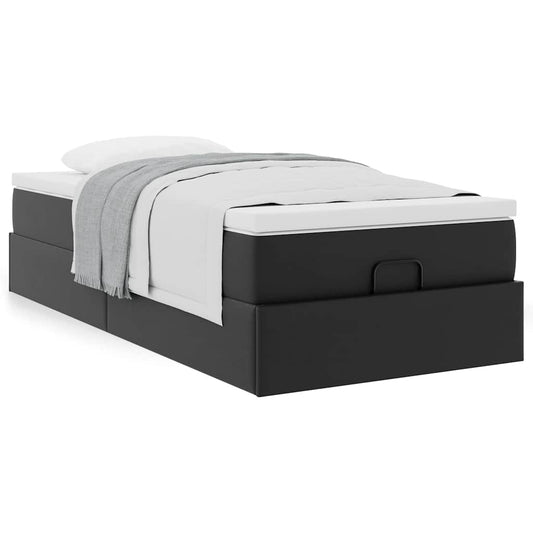 Ottoman bed met matras 80x200cm kunstleer zwart