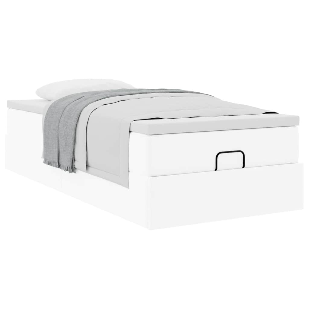 Ottoman bed met matras 80x200 cm kunstleer wit