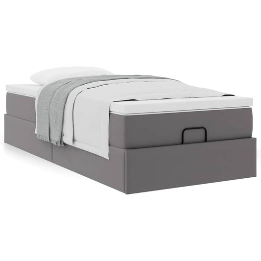 Ottoman bed met matras 80x200 cm kunstleer grijs