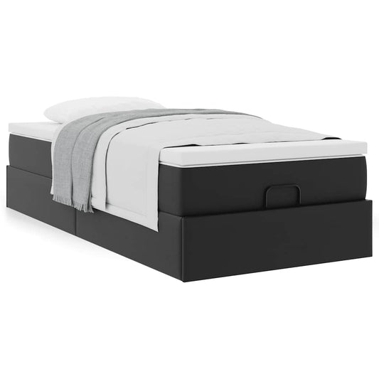 Ottoman bed met matras 90x190 cm kunstleer zwart