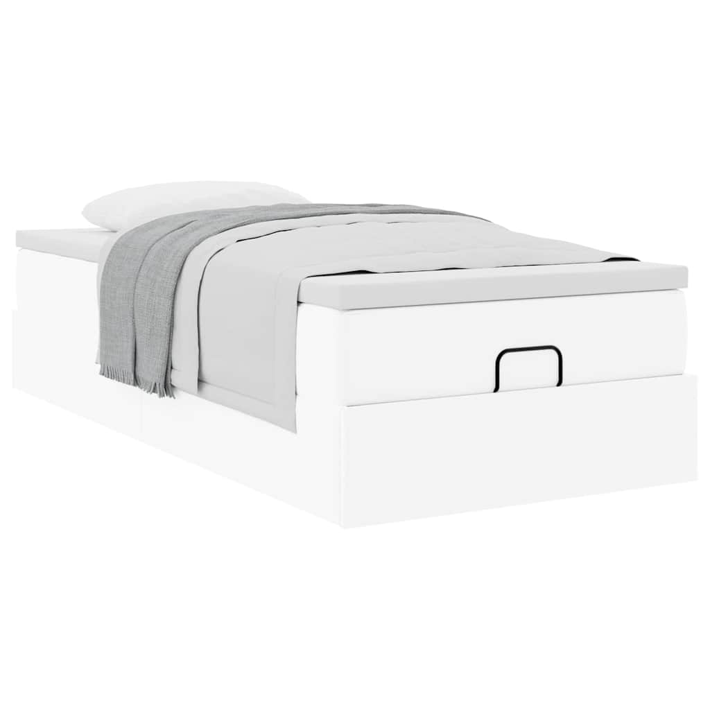 Ottoman bed met matras 90x190cm kunstleer wit