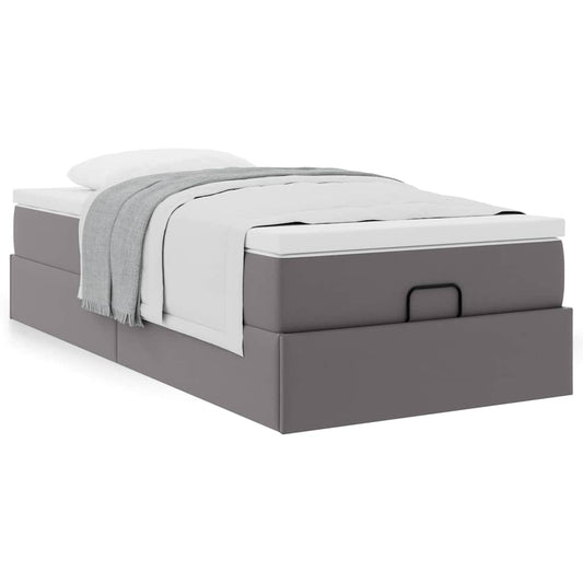 Ottoman bed met matras 90x190cm kunstleer grijs