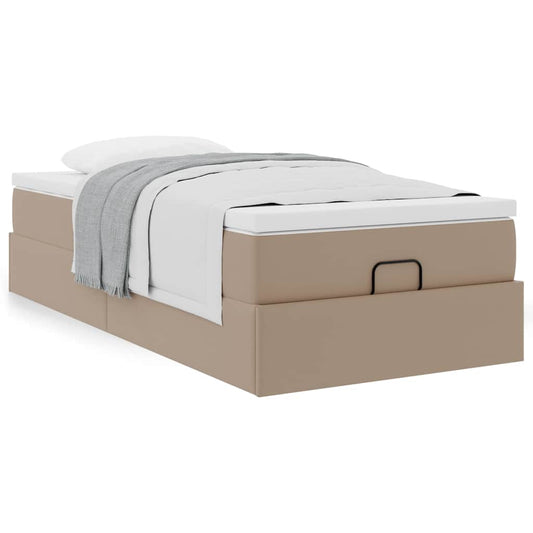 Ottoman bed met matras 90x200cm kunstleer cappuccinokleurig