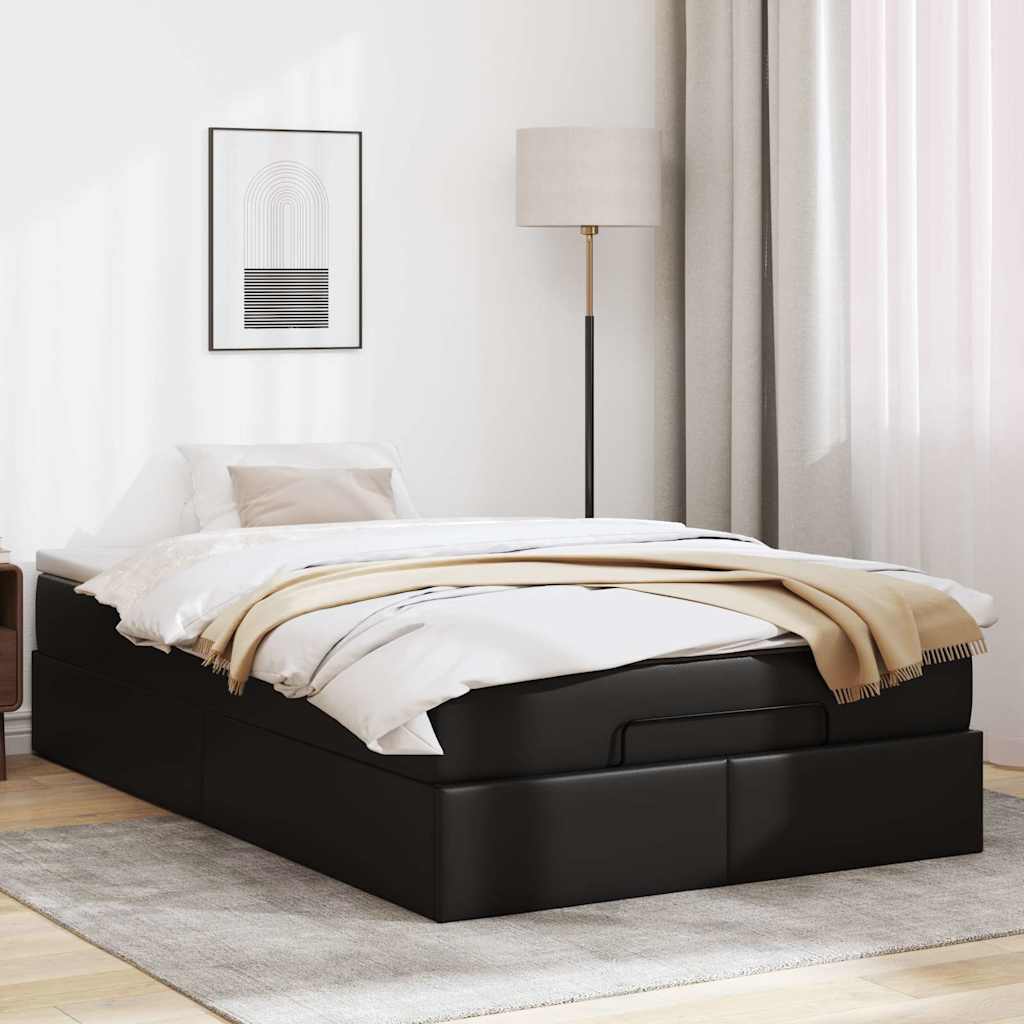 Ottoman bed met matras 120x190 cm kunstleer zwart