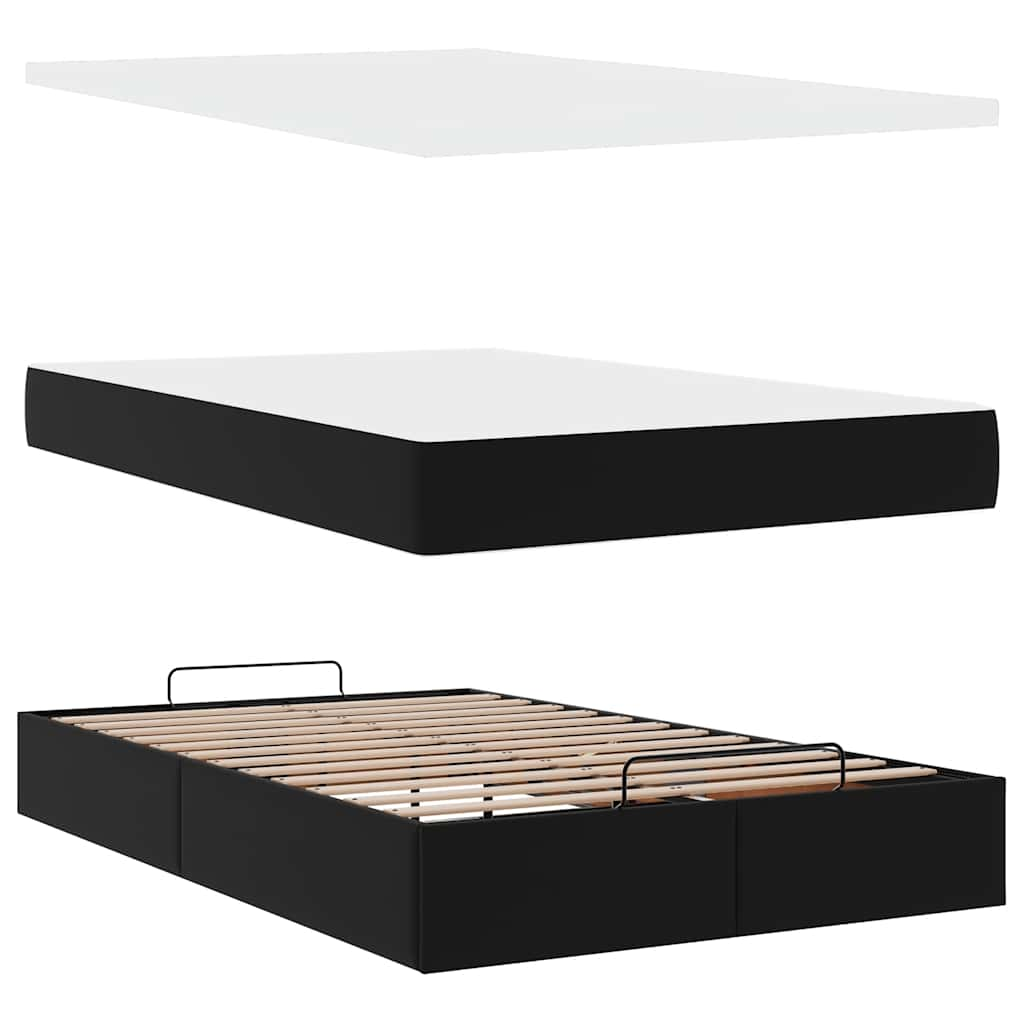 Ottoman bed met matras 120x190 cm kunstleer zwart