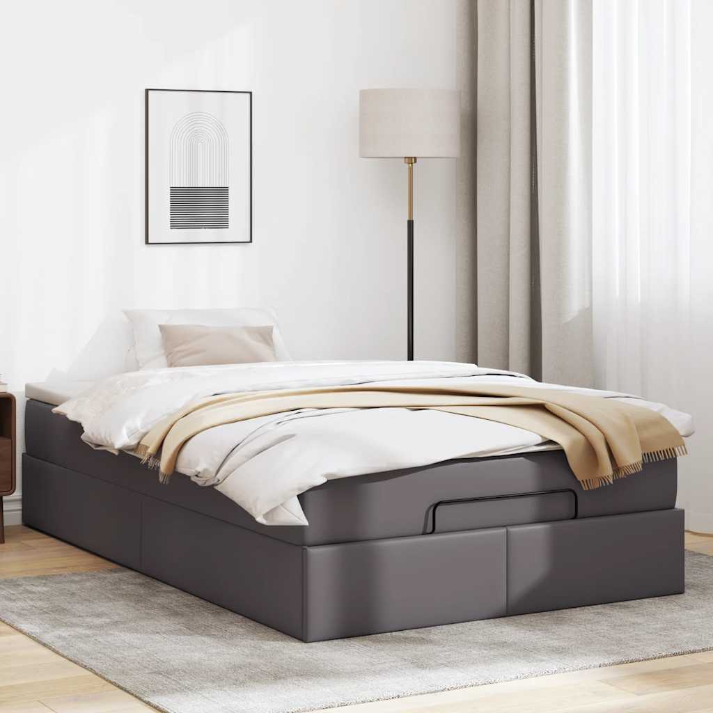 Ottoman bed met matras 120x190 cm kunstleer grijs