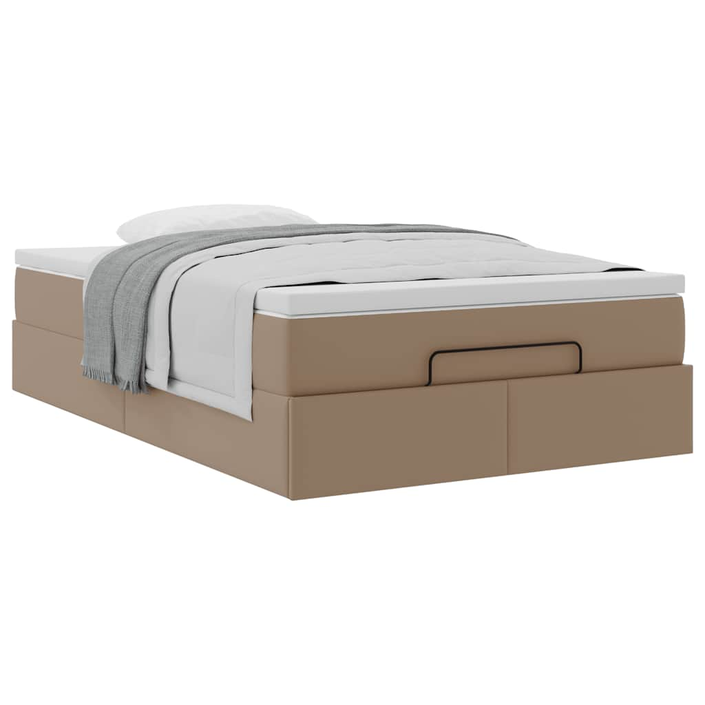 Ottoman bed met matras 120x190 cm kunstleer cappuccinokleurig