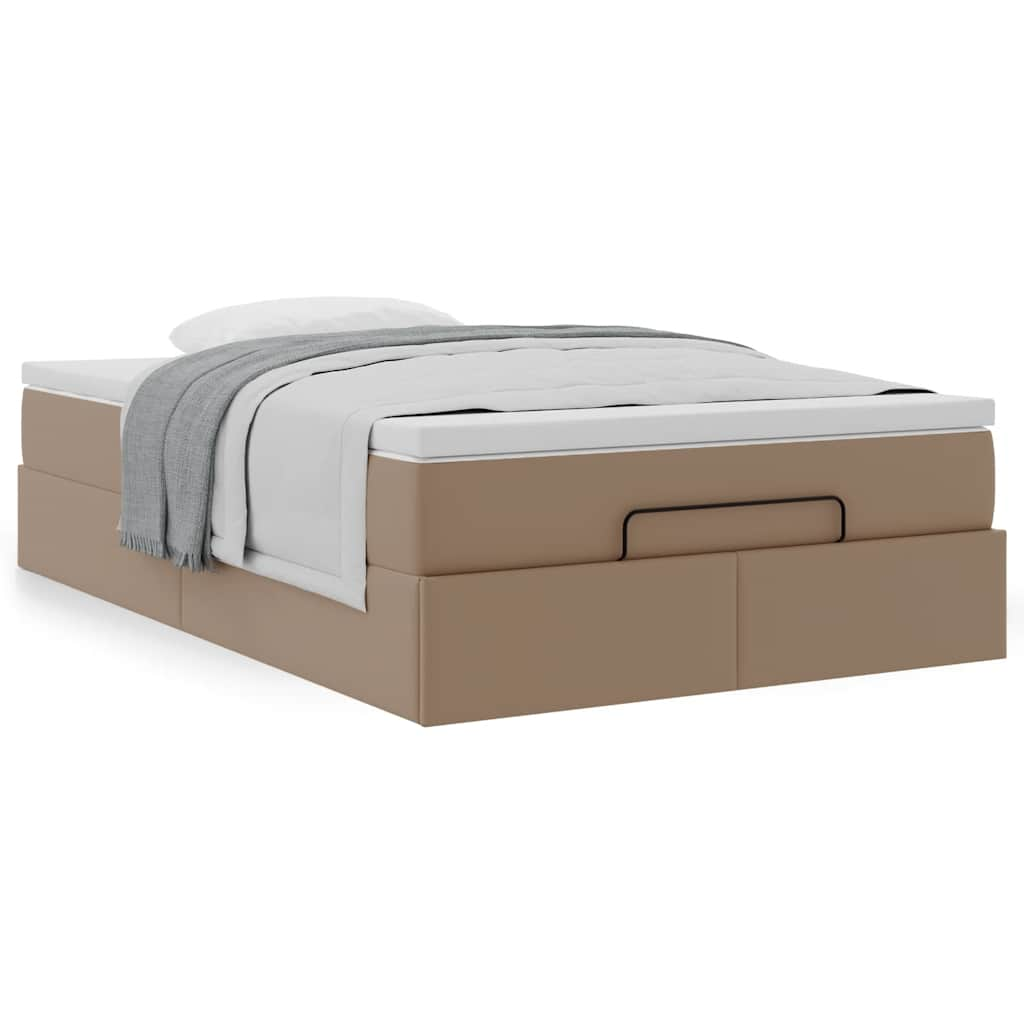 Ottoman bed met matras 120x190 cm kunstleer cappuccinokleurig