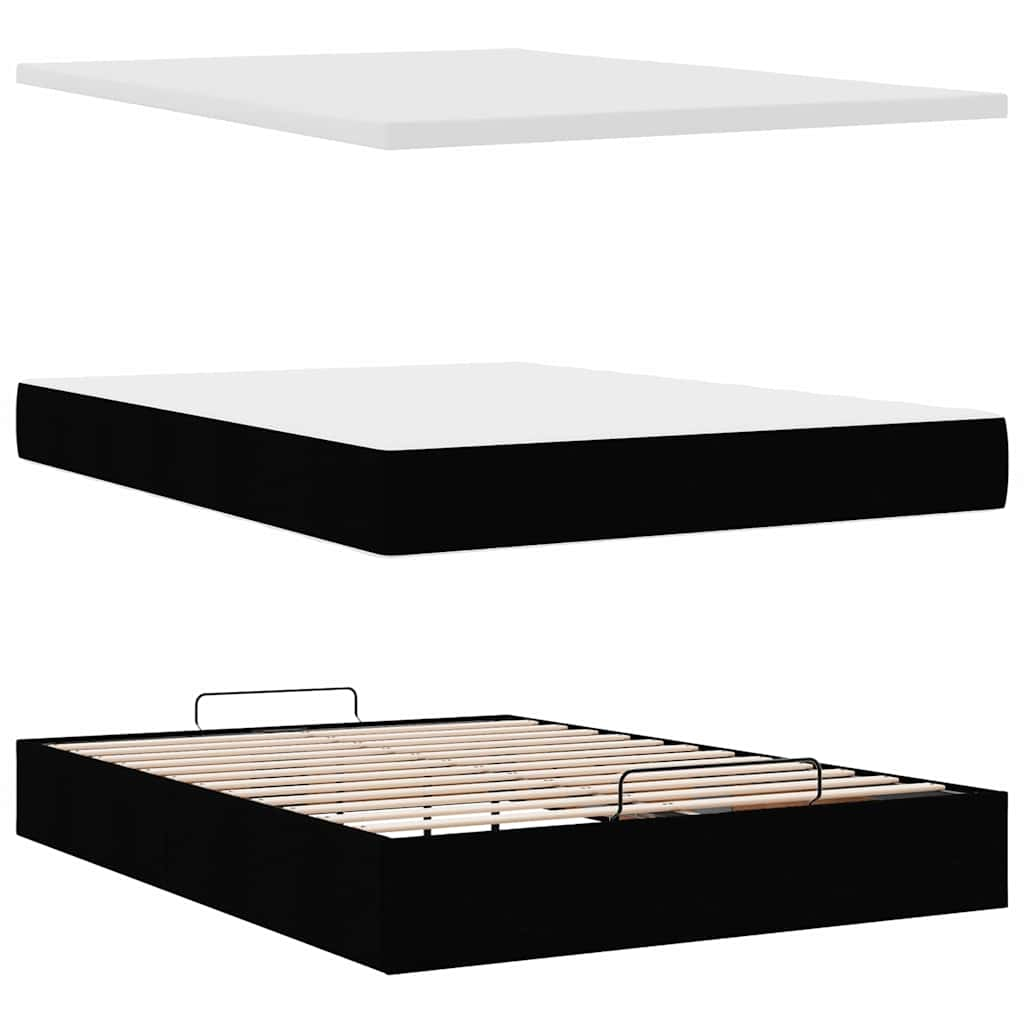 Ottoman bed met matras 140x200cm kunstleer zwart