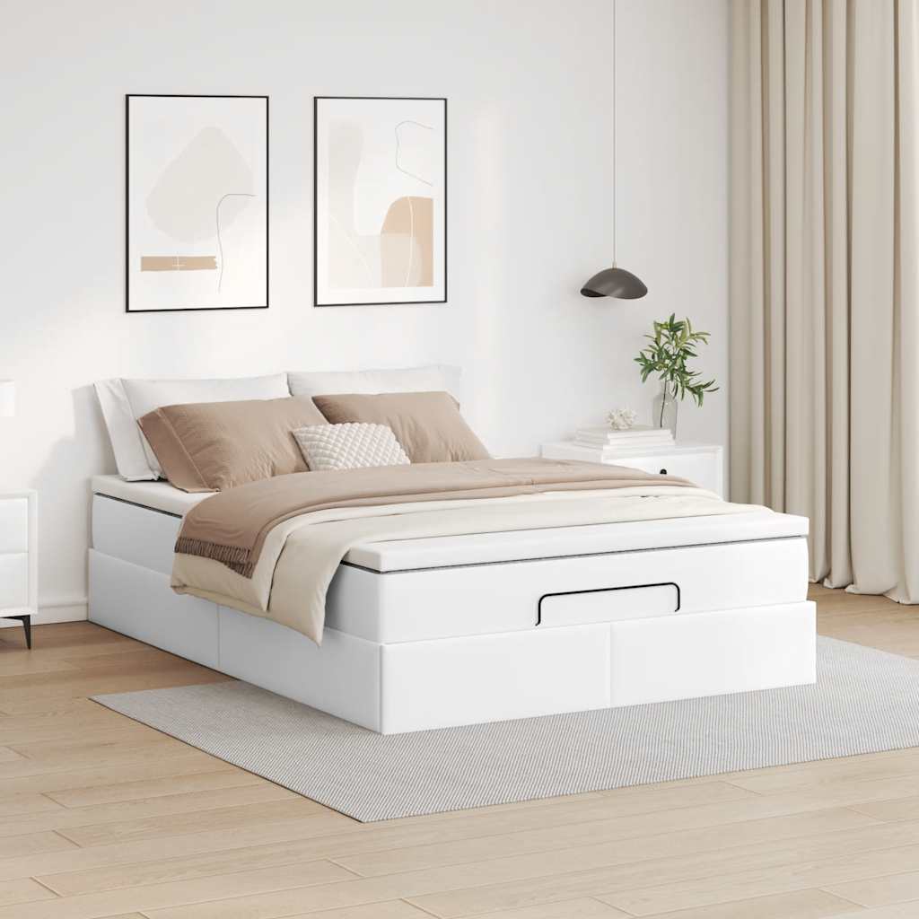 Ottoman bed met matras 140x200cm kunstleer wit