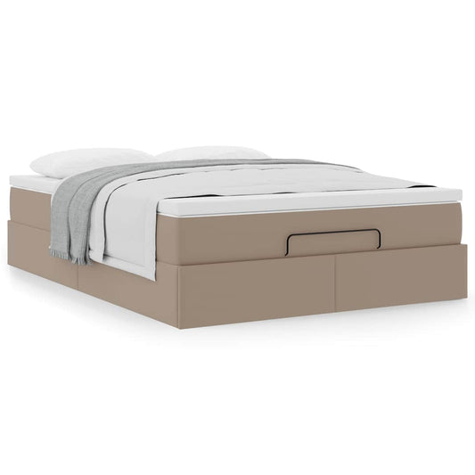 Ottoman bed met matras 140x200cm kunstleer cappuccinokleurig