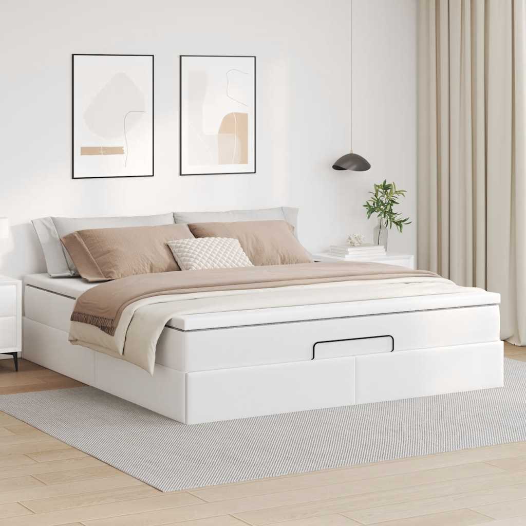 Ottoman bed met matras 180x200cm kunstleer wit