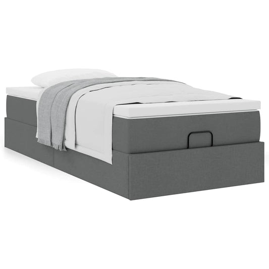 Ottoman bed met matras 80x200cm stof donkergrijs