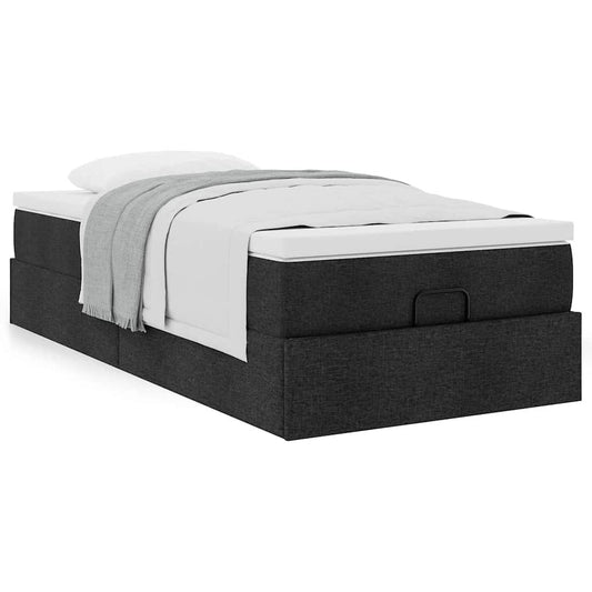 Ottoman bed met matras 80x200cm stof zwart