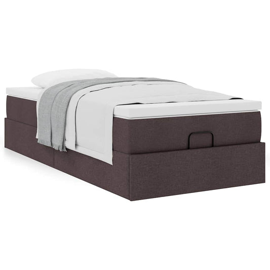 Ottoman bed met matras 80x200cm stof donkerbruin