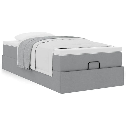 Ottoman bed met matras 90x200cm stof lichtgrijs