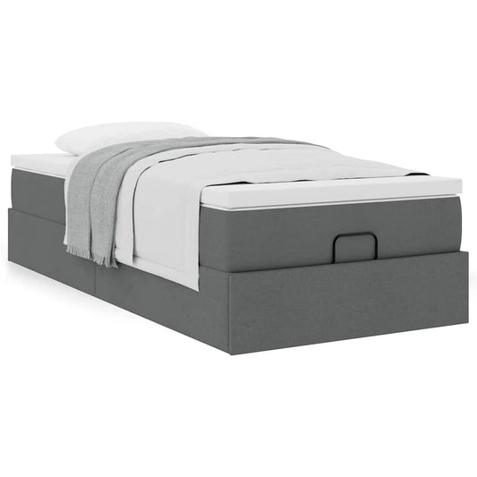 Ottoman bed met matras 90x200cm stof donkergrijs