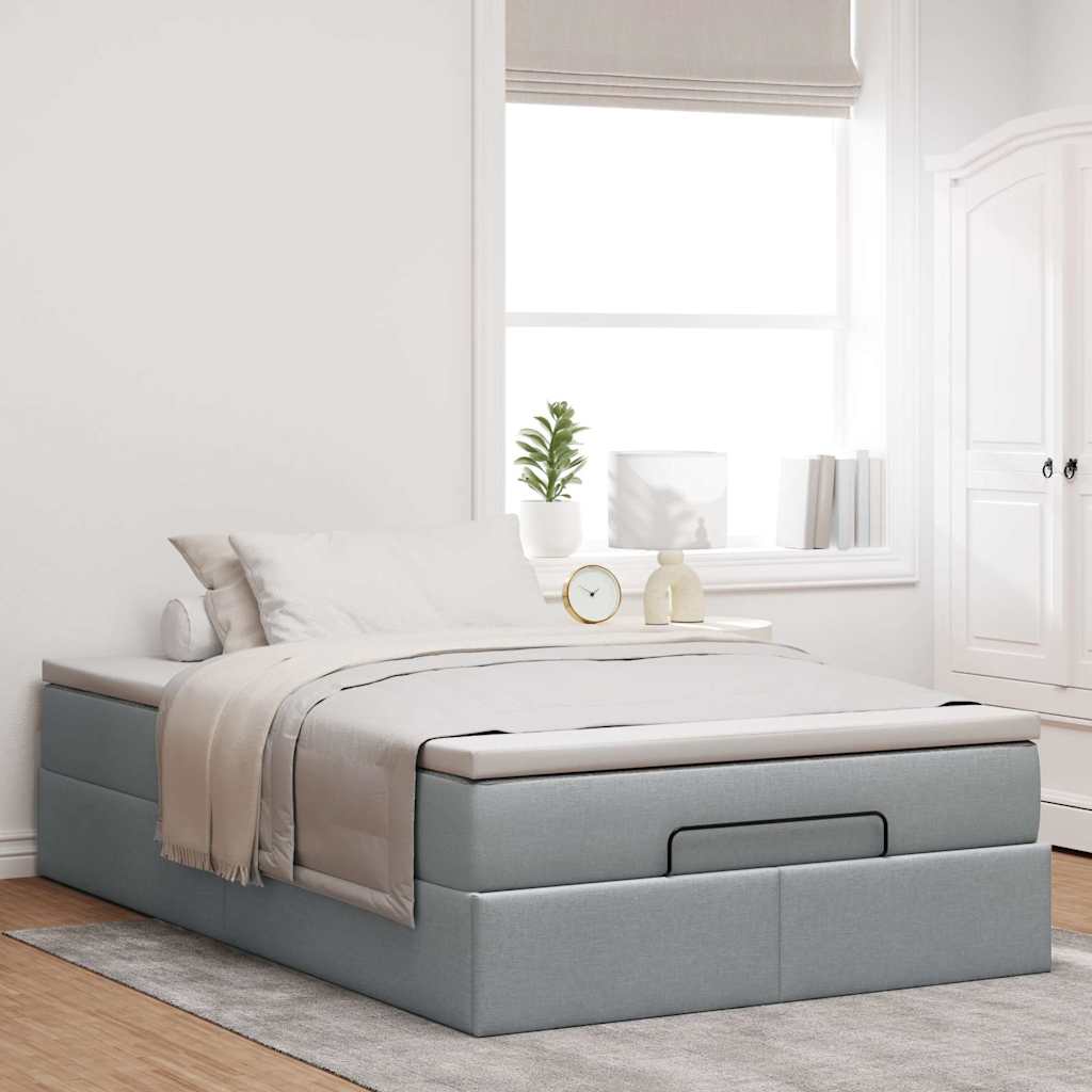 Ottoman bed met matras 120x190 cm stof lichtgrijs