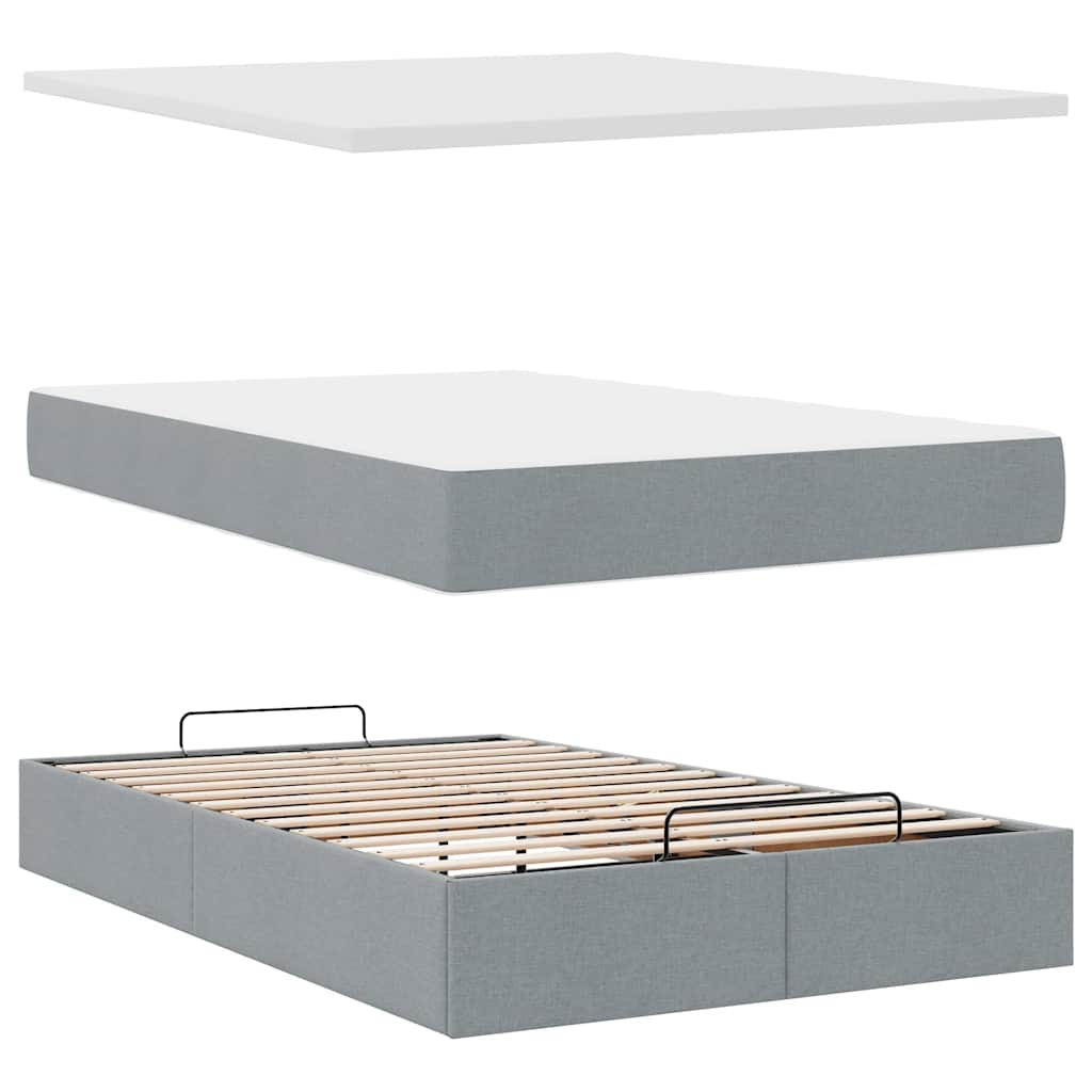 Ottoman bed met matras 120x190 cm stof lichtgrijs