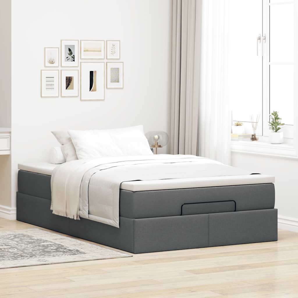 Ottoman bed met matras 120x190 cm stof donkergrijs