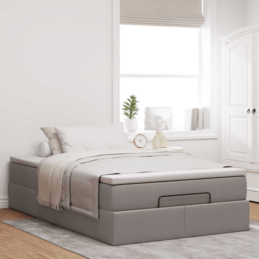 Ottoman bed met matras 120x190 cm stof taupe