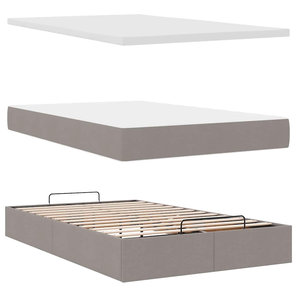 Ottoman bed met matras 120x190 cm stof taupe