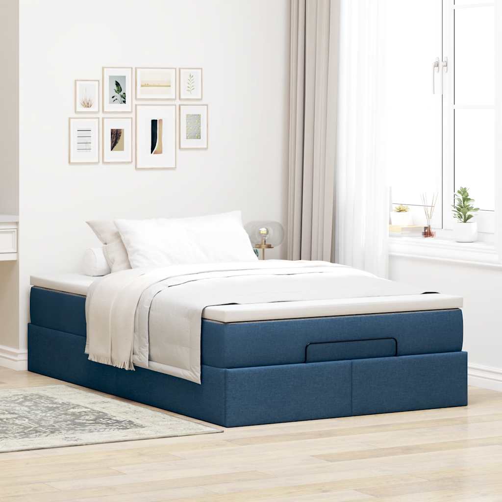 Ottoman bed met matras 120x190 cm stof blauw