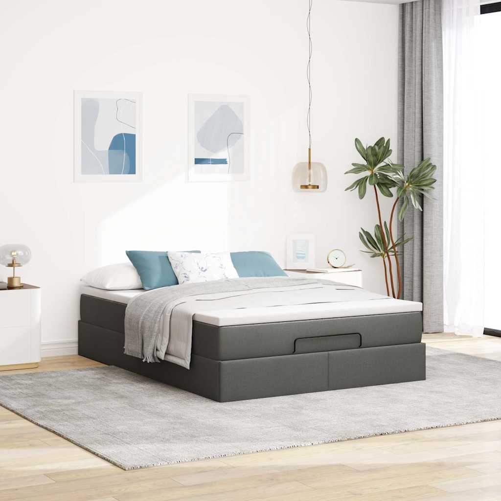 Ottoman bed met matras 140x200cm stof donkergrijs