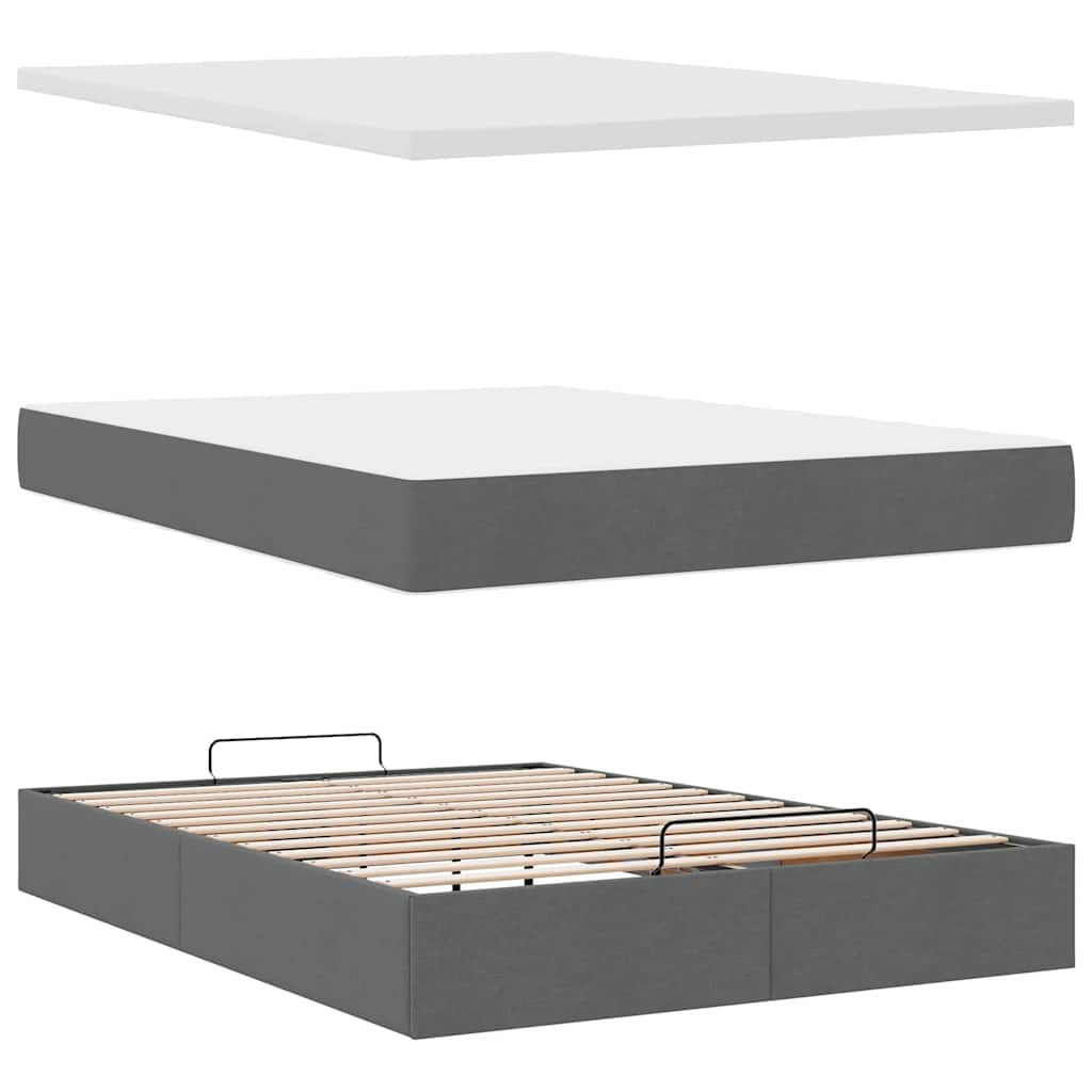 Ottoman bed met matras 140x200cm stof donkergrijs