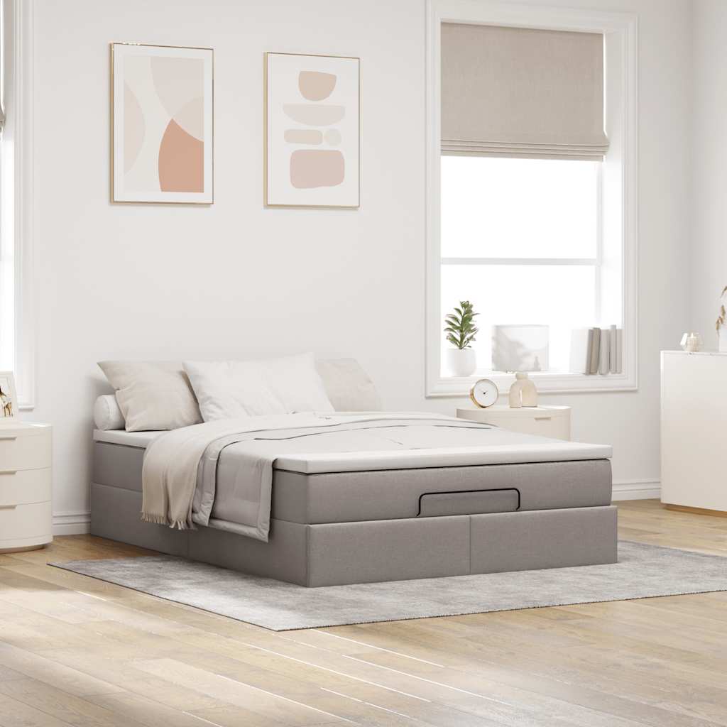 Ottoman bed met matras 140x200cm stof taupe