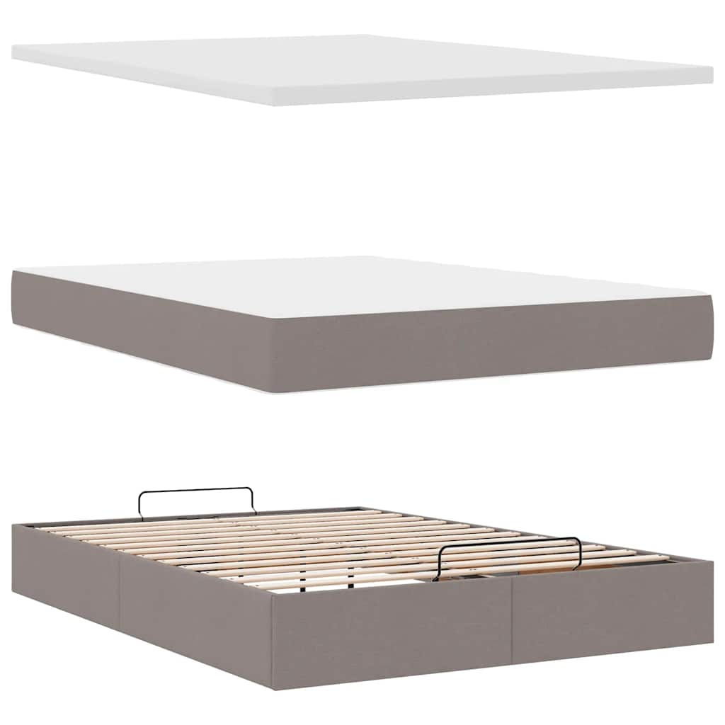 Ottoman bed met matras 140x200cm stof taupe