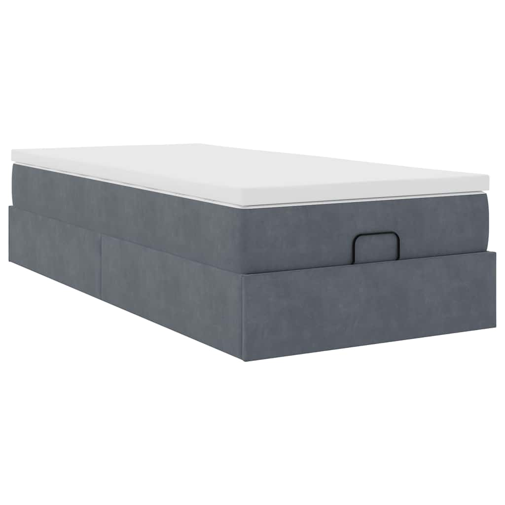 Ottoman bed met matras 80x200cm fluweel donkergrijs