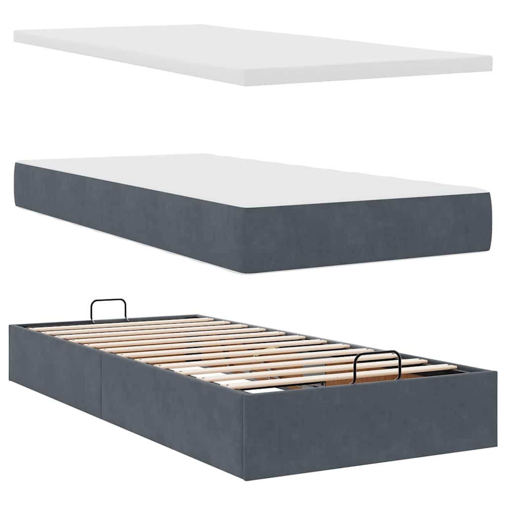 Ottoman bed met matras 80x200cm fluweel donkergrijs