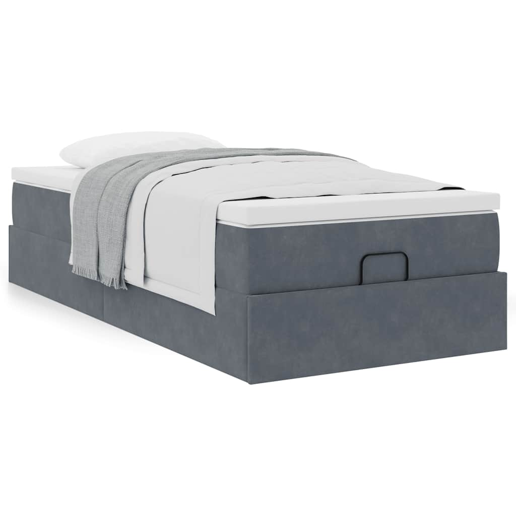 Ottoman bed met matras 80x200cm fluweel donkergrijs