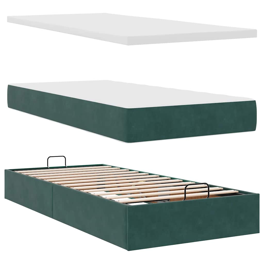 Ottoman bed met matras 80x200cm fluweel donkergroen