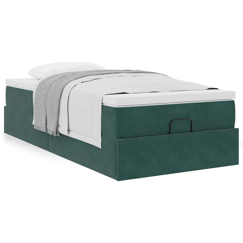 Ottoman bed met matras 80x200cm fluweel donkergroen