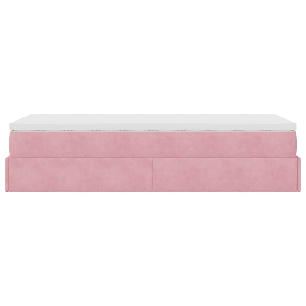 Ottoman bed met matras 80x200cm fluweel roze